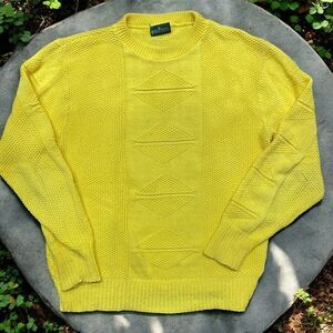 Boundary Waters Vintage Knit Cotton Blend Yellow Crewneck Sweater Men's Size M